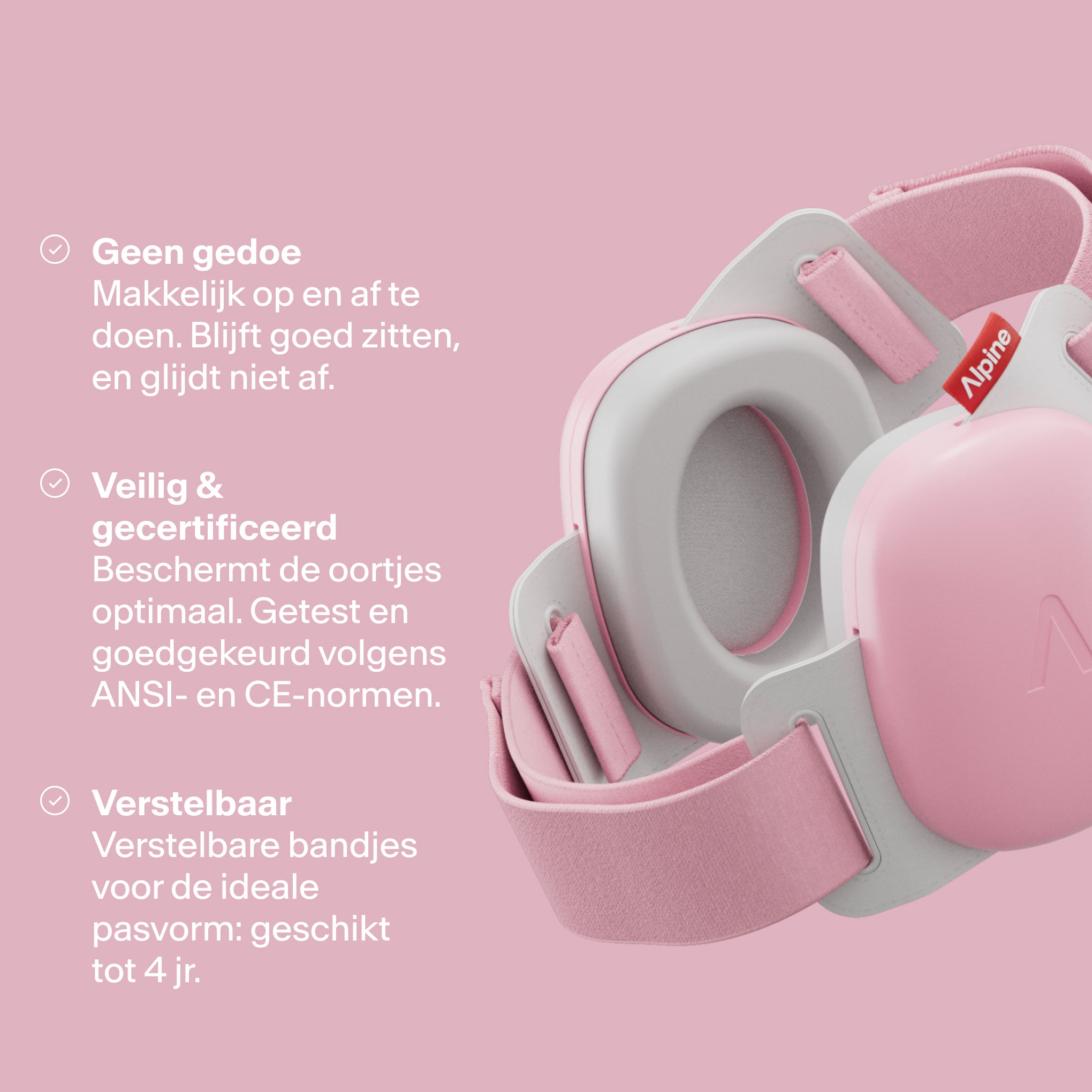 Render Alpine Muffy Baby in rose pink met drie USPs: kindvriendelijk, bescherming en verstelbaar