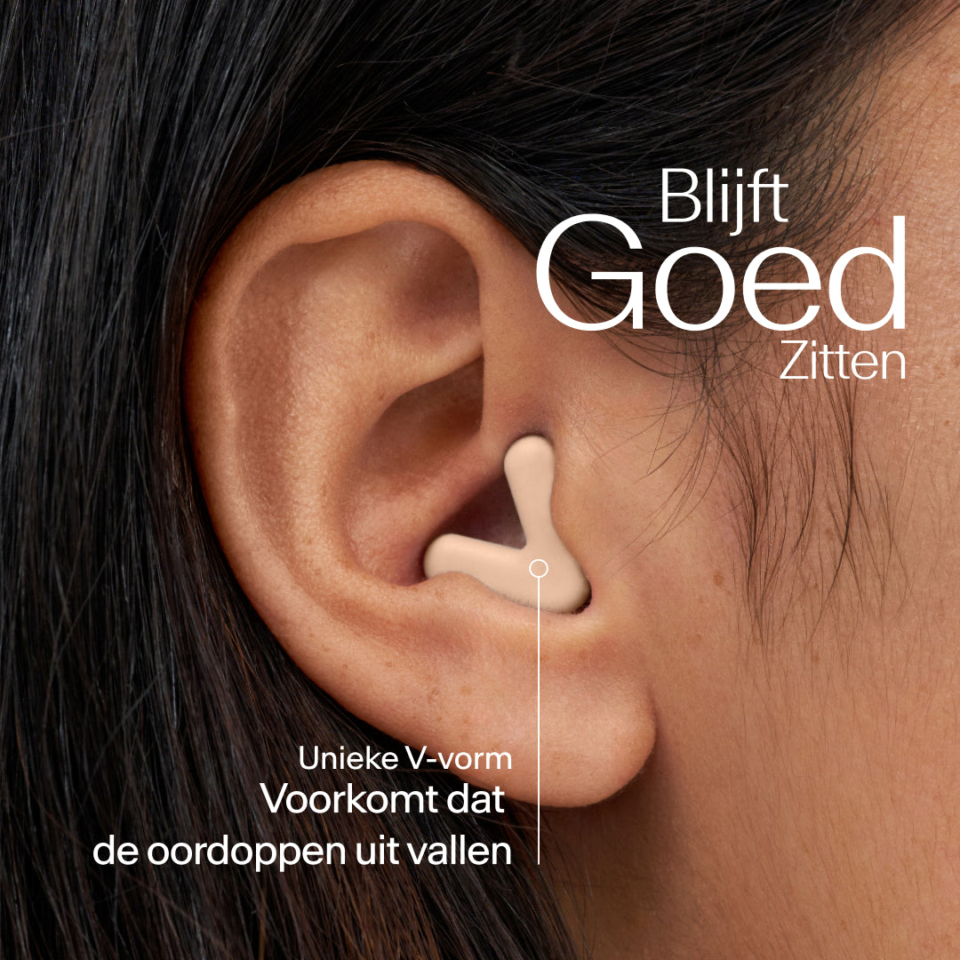 Alpine Silence oordoppen met nauwsluitende pasvorm in oor – beige