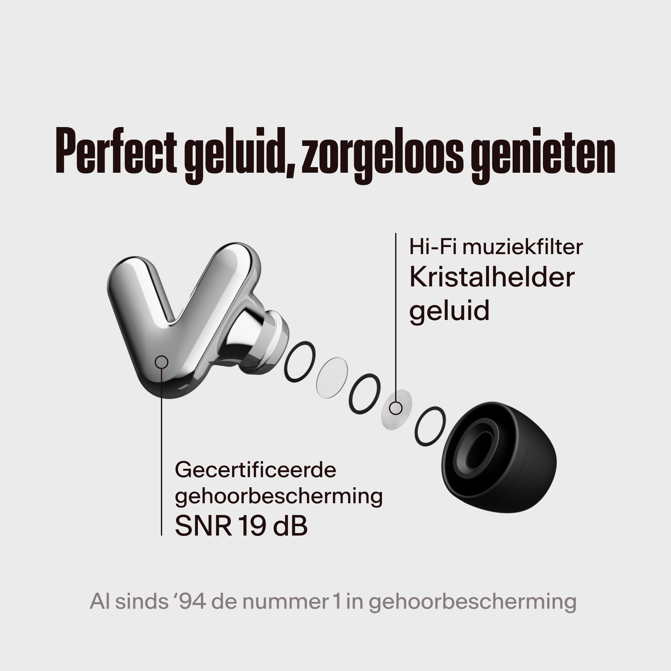 Detailweergave van Alpine Tune filter in silver