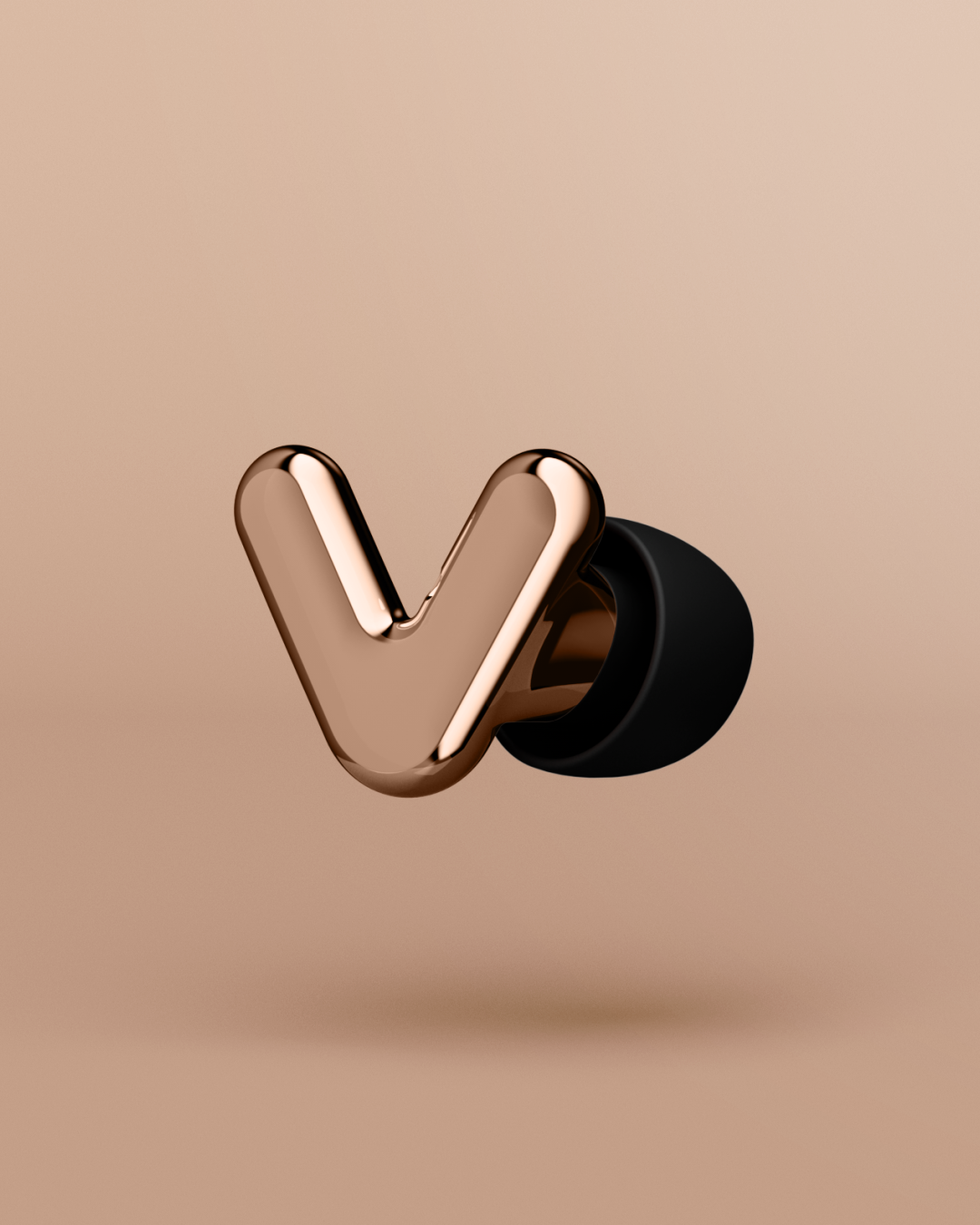 Render van één Alpine Tune oordop in rose-gold