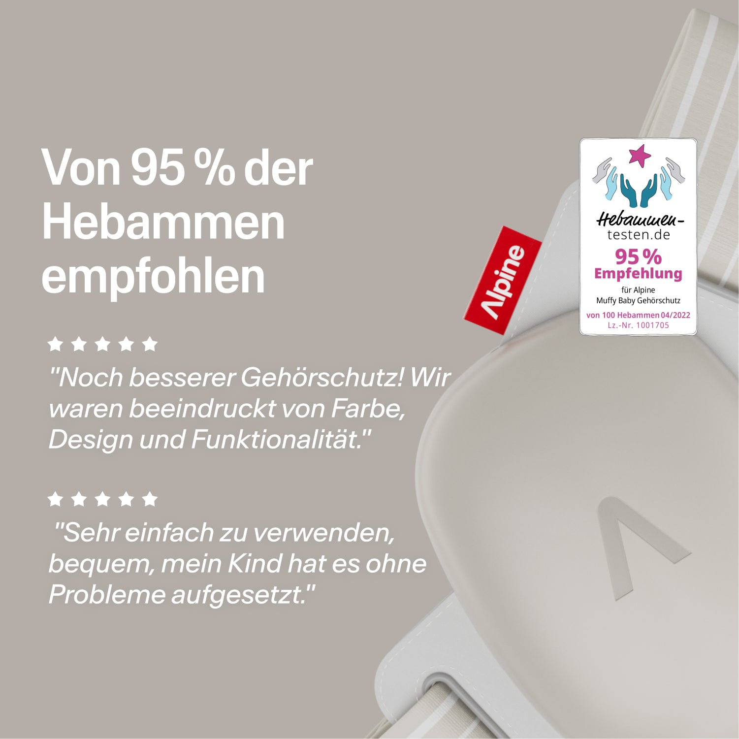 Alpine Muffy soft-sand Gehörschutz, empfohlen von 95% der Hebammen, mit 5-Sterne-Bewertungen 