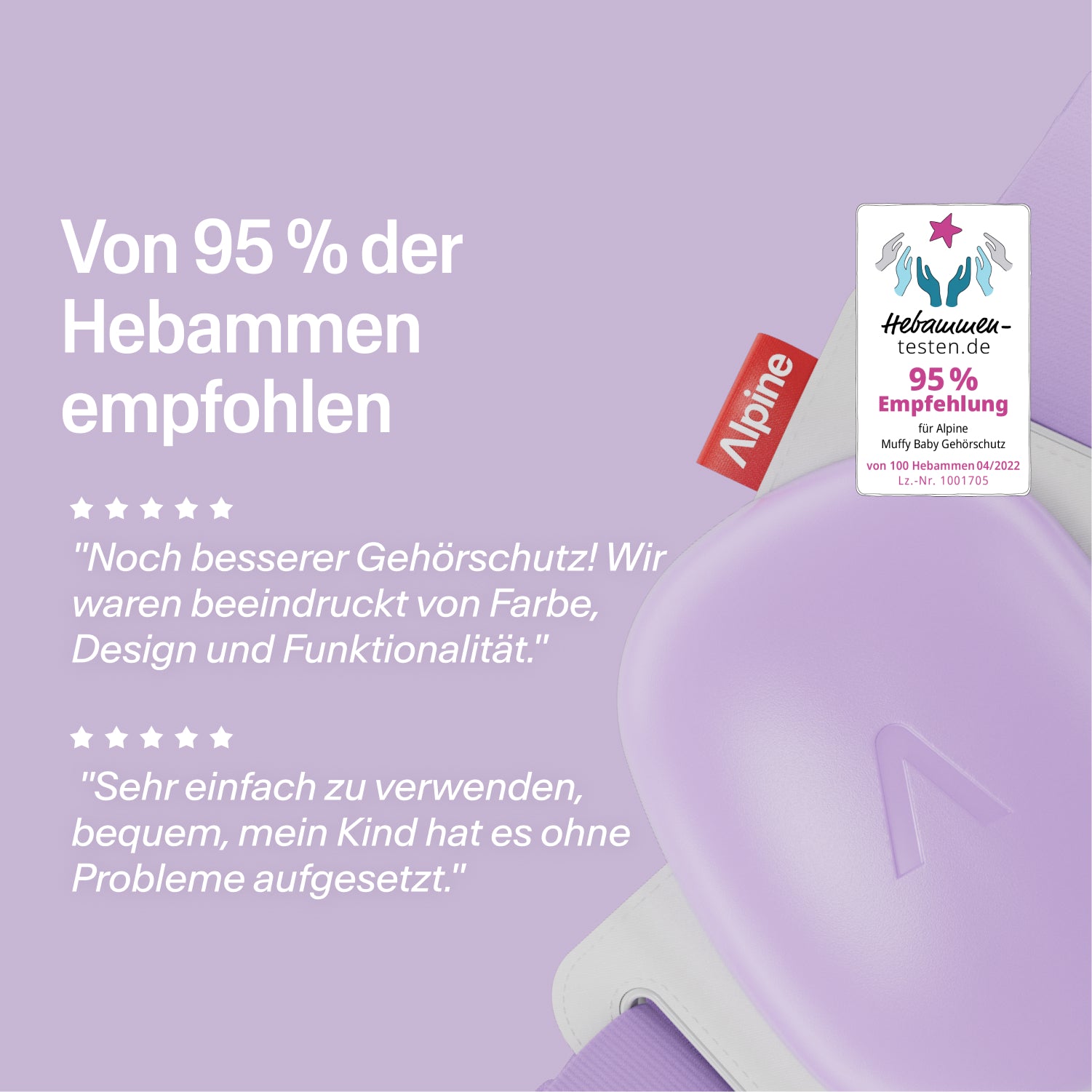 Alpine Muffy dawn-purple Gehörschutz, empfohlen von 95% der Hebammen, mit 5-Sterne-Bewertungen 