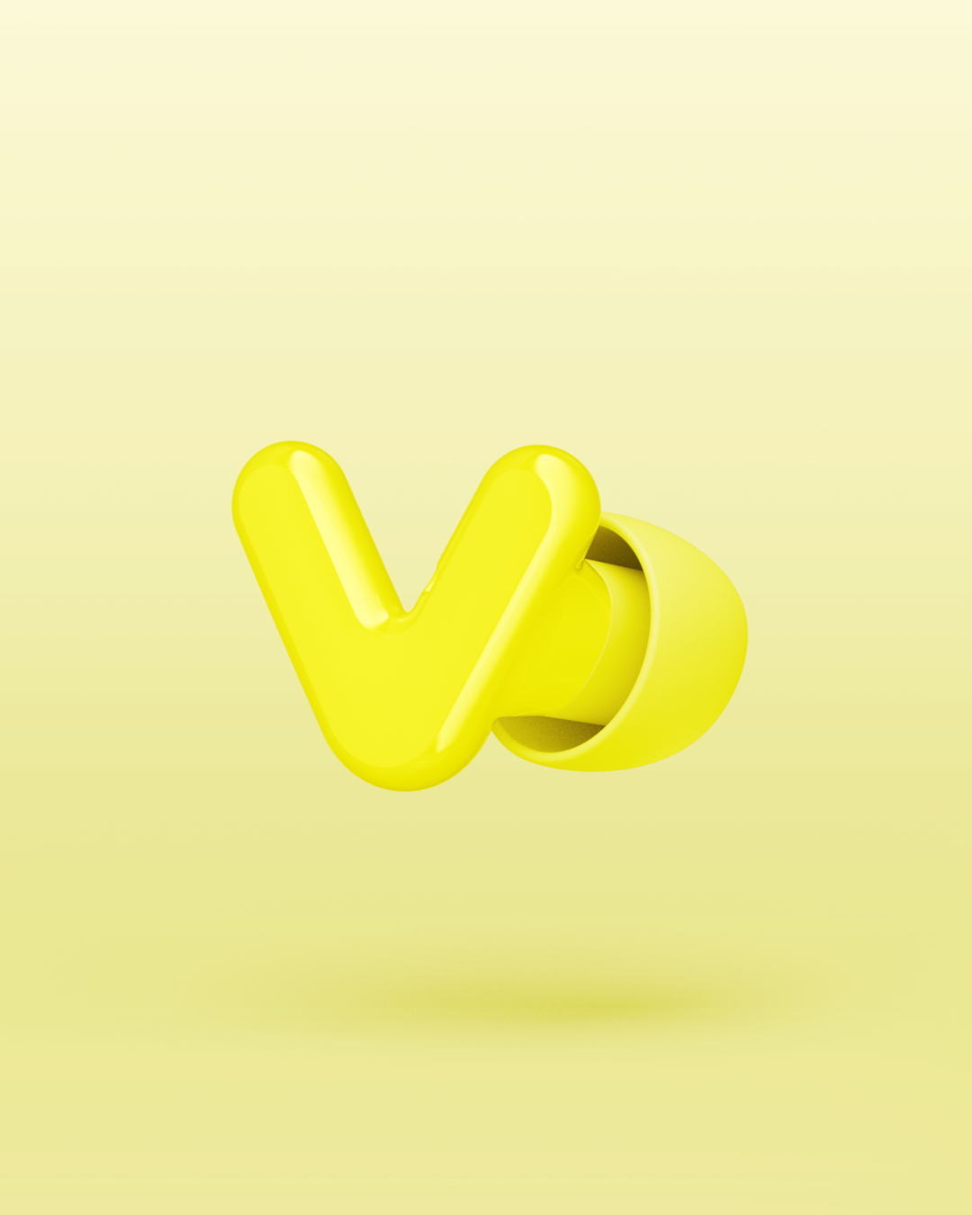 Render van één Alpine Tune oordop in neon-yellow 