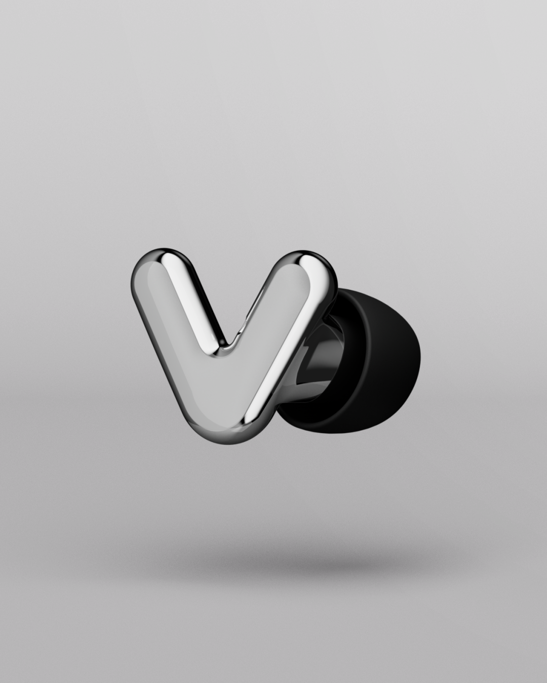 Render van één Alpine Tune oordop in silver