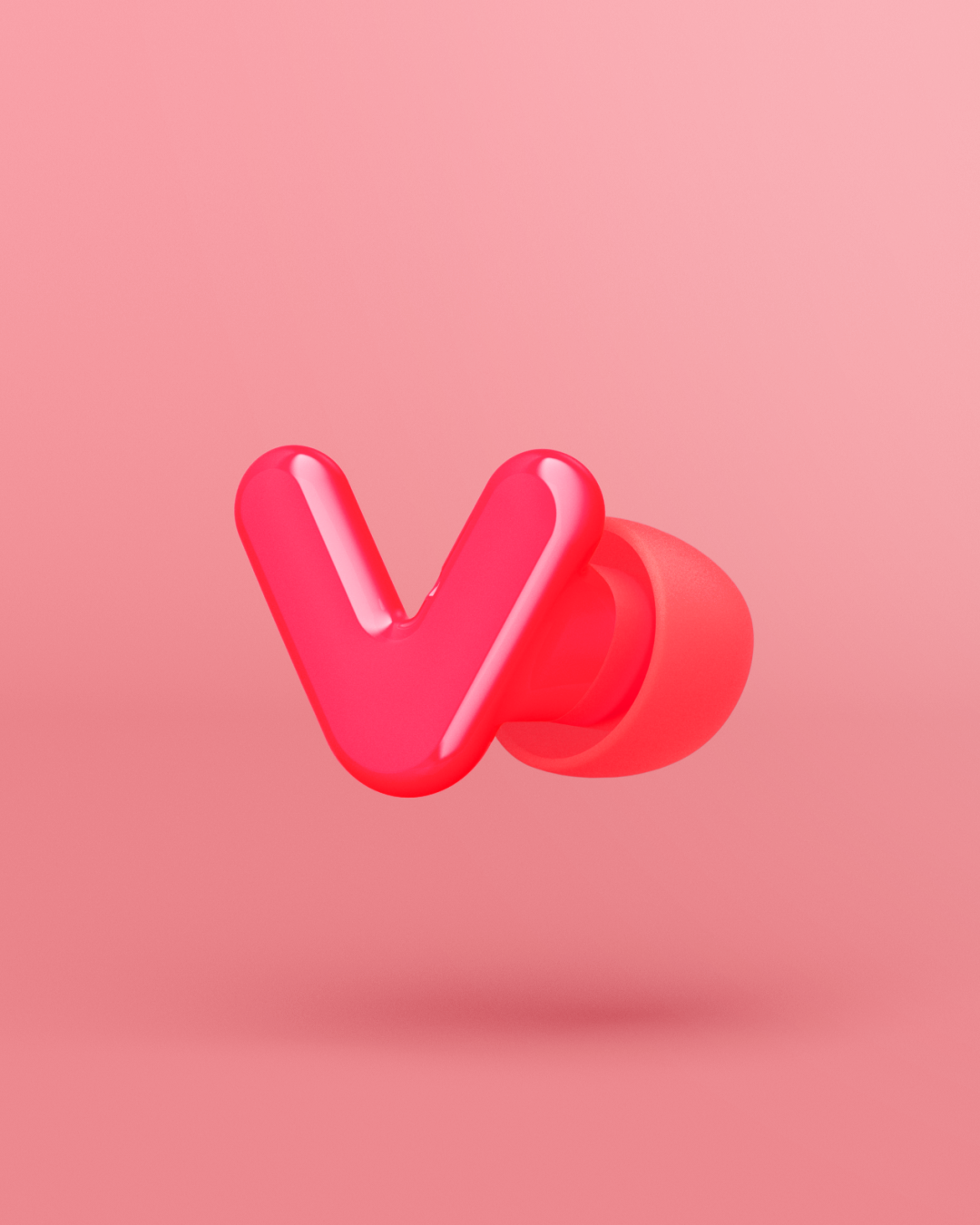 Render van één Alpine Tune oordop in neon-pink 