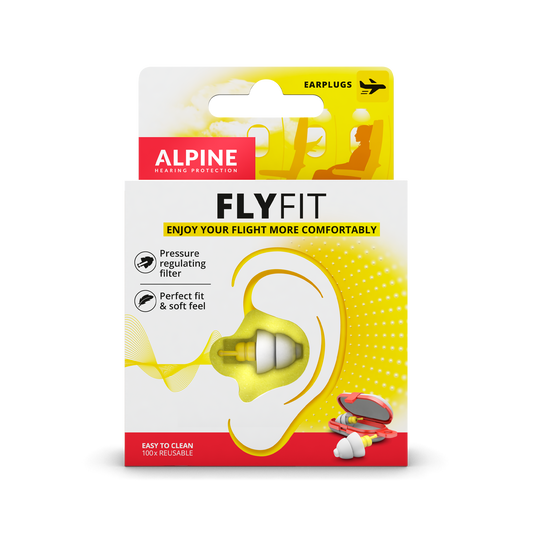 Gehoorbescherming voor tijdens het vliegen Alpine FlyFit Alpine hearing protection Oordoppen oorkappen beschermen uw oor red dot award vliegen reizen bescherming tegen lawaai vakantie druk op de trommelvliezen Drukregulerende filter