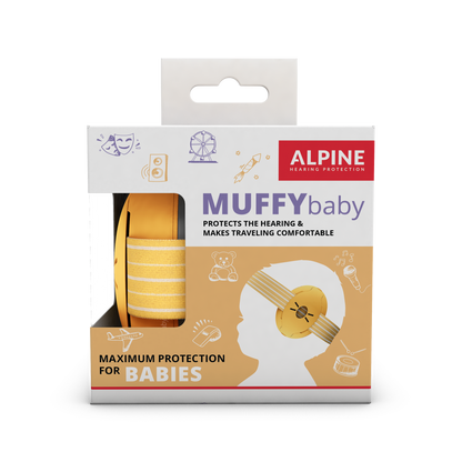Alpine hearing protection Oordoppen oorkappen beschermen uw oor red dot award   Muffy Baby geel
