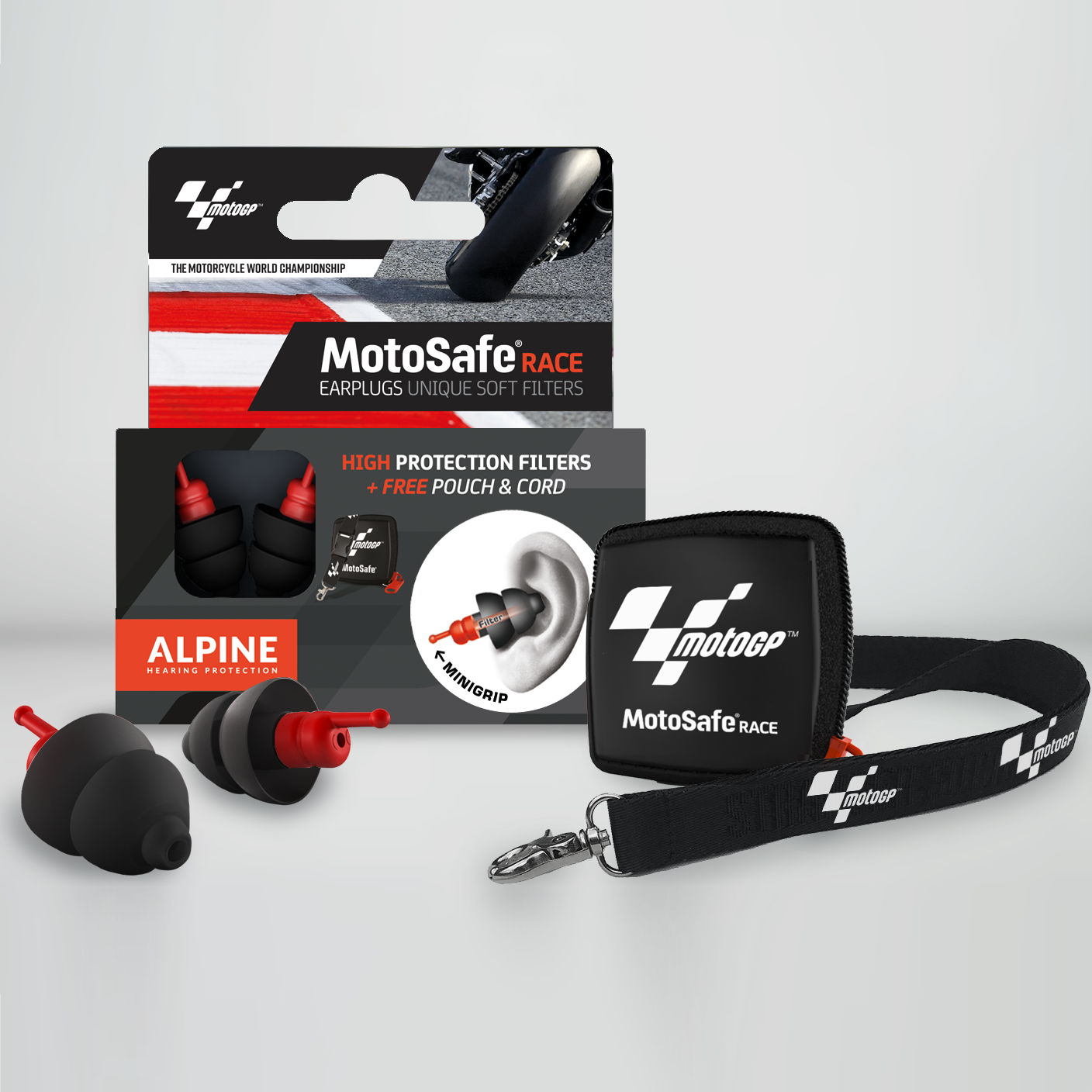 Alpine MotoSafe Race oordoppen voor naast en op het circuit  Alpine hearing protection Oordoppen oorkappen beschermen uw oor red dot award Motorrijden 